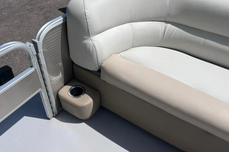 Slide: The Image of Luxurious seating on 2020 Godfrey Sweetwater 2286 Tritoon with integrated cup holder. - 23