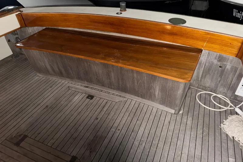 Slide: The Image of Wooden bench on Snug Harbor Shearwater boat deck, 2003 model. - 6