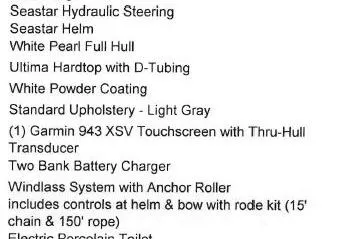 Slide: The Image of 2025 Sea Fox 248 Commander features: hydraulic steering, touchscreen, windlass system, electric toilet, white pearl hull. - 4