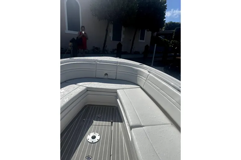 Slide: The Image of 2020 Intrepid 327 Center Console boat interior with seating and flooring details. - 5