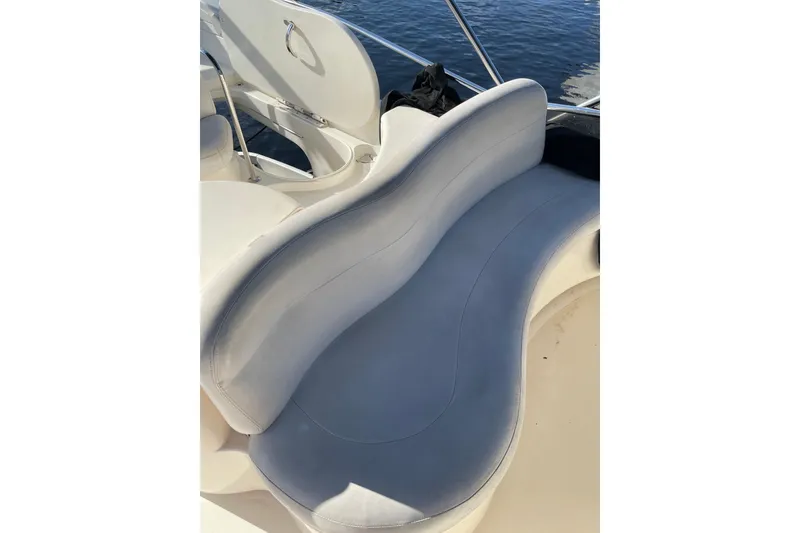 Slide: The Image of Curved seating on 2000 Azimut 46 Flybridge MY yacht, overlooking water. - 99