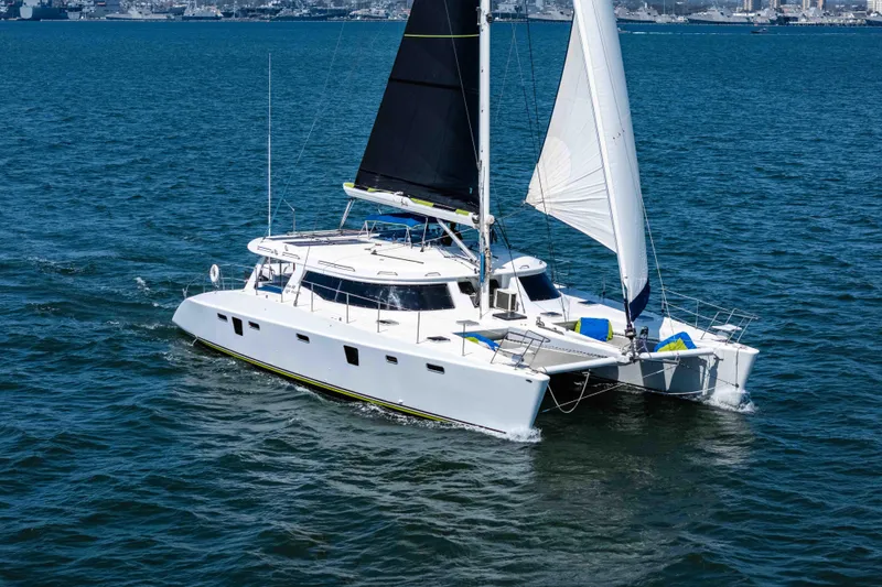 The Image of Sailing catamaran Kelsall KSS 58, 2009 model, cruising on open water. - 0