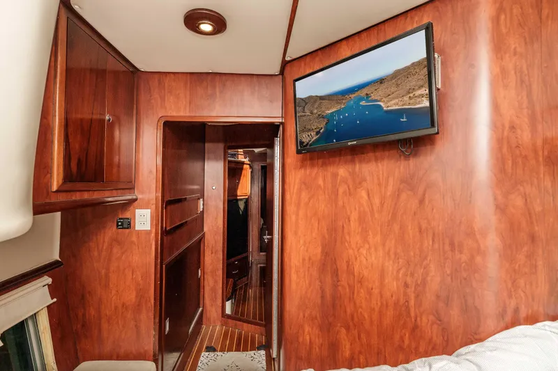 Slide: The Image of Luxurious wooden interior of 2009 Kelsall KSS 58 yacht with wall-mounted TV. - 28