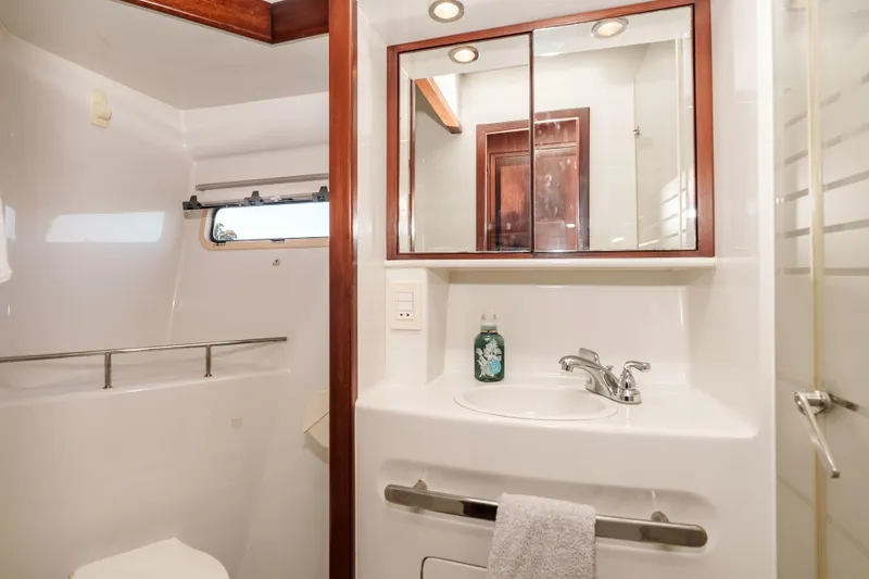 Slide: The Image of Luxurious bathroom interior of 2009 Kelsall KSS 58 yacht with modern fixtures. - 41