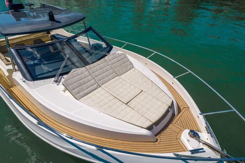 Slide: The Image of Luxurious 2017 Absolute 40 STL yacht with spacious sunbathing deck on calm waters. - 12