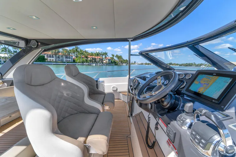 Slide: The Image of Luxurious 2017 Absolute 40 STL yacht cockpit with modern navigation system and waterfront view. - 35