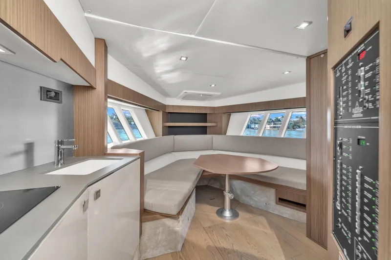 Slide: The Image of Luxurious interior of 2017 Absolute 40 STL yacht with modern seating and sleek design. - 43