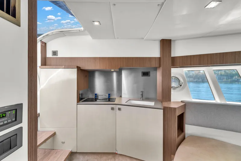 Slide: The Image of Modern kitchen interior of 2017 Absolute 40 STL yacht with sleek design and waterfront view. - 44