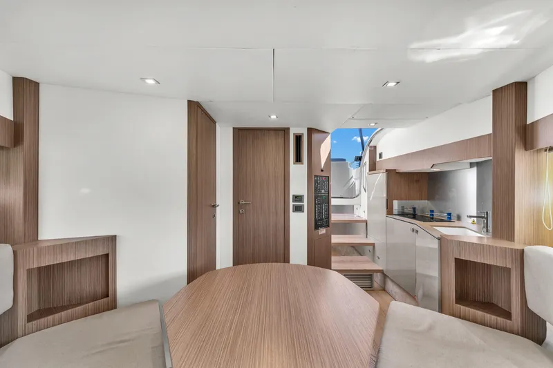 Slide: The Image of Interior of 2017 Absolute 40 STL yacht, featuring modern wood finishes and sleek design. - 50