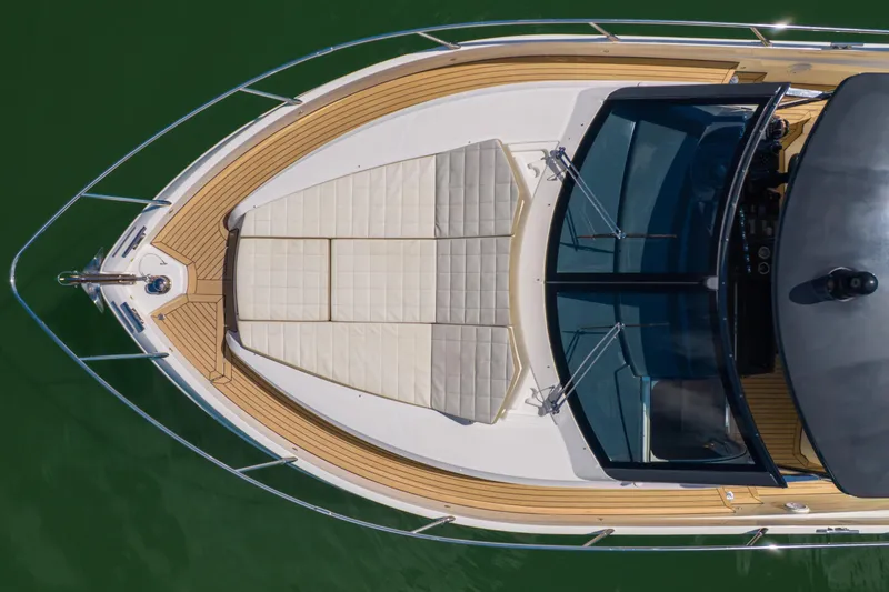 Slide: The Image of Top view of 2017 Absolute 40 STL yacht with sunbathing area and sleek design. - 9