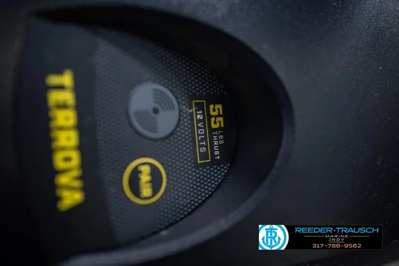 Slide: The Image of Close-up of Terrova motor control panel, showing 55 lbs thrust, 12 volts. - 54