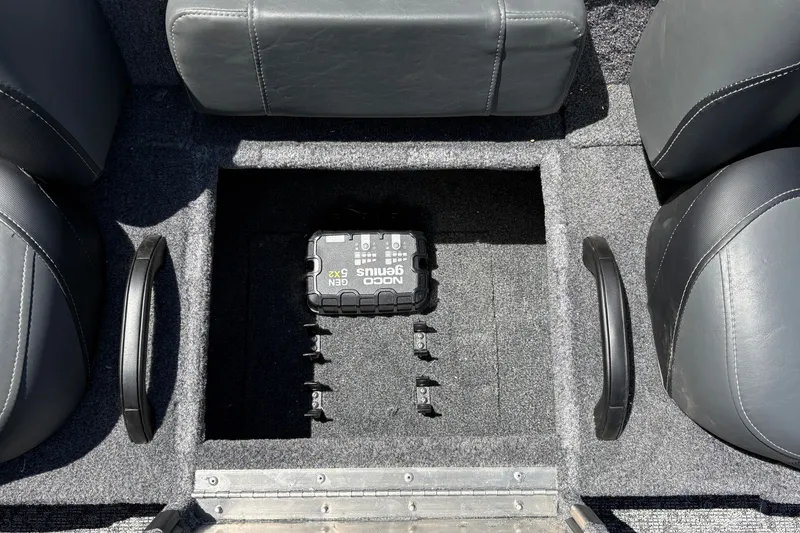 Slide: The Image of Interior of 2026 Tracker Pro Team 195 boat with NOCO Genius GEN5X2 charger. - 28