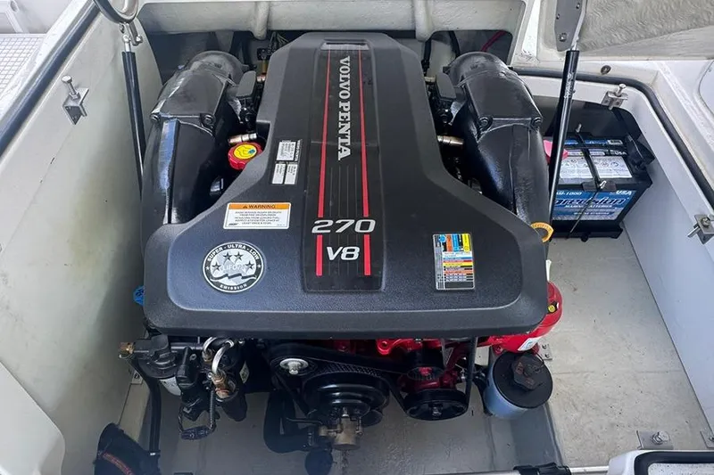 Slide: The Image of Volvo Penta 270 V8 engine in a 2014 Cobalt 200 boat, showcasing power and performance. - 17