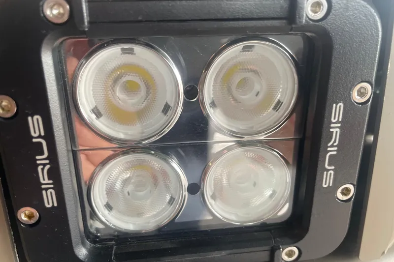 Slide: The Image of Close-up of Sirius LED lights on a 2026 Reaper Boats 653 Timber Reaper. - 4