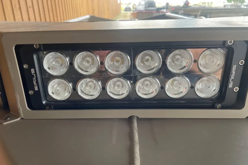 Slide: The Image of LED light bar on 2026 Reaper Boats 653 Timber Reaper, featuring Sirius branding. - 5