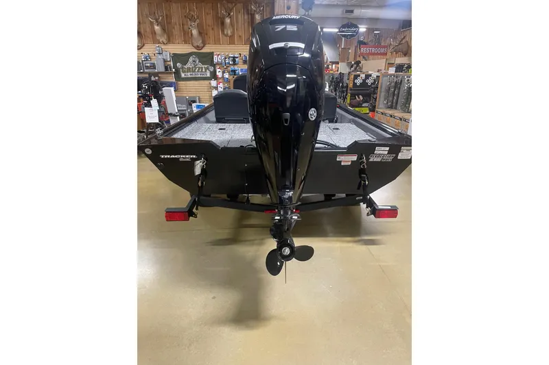 Slide: The Image of 2026 Tracker Pro Team 175 Crappie Edition boat with Mercury 75 engine in showroom. - 4