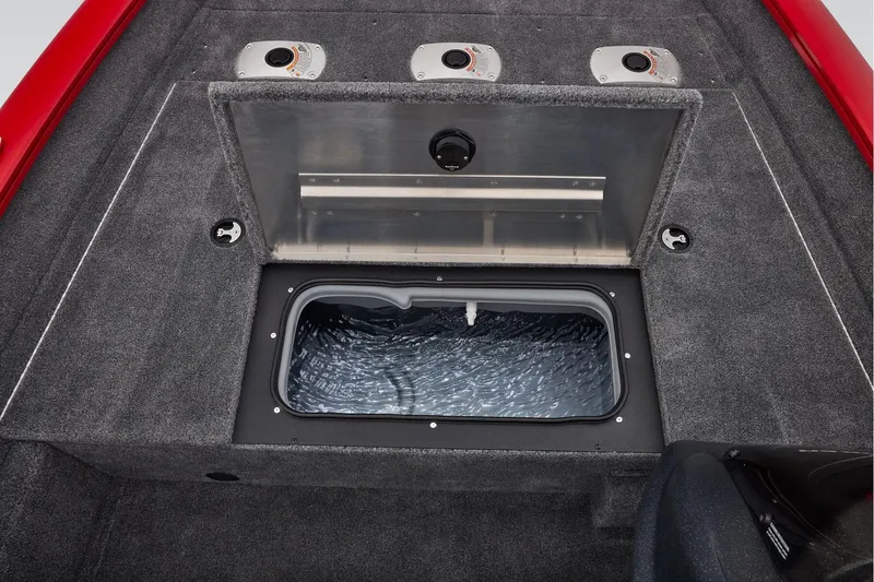 Slide: The Image of Manufacturer Provided Image: 2026 Tracker Pro Team 175 Crappie Edition boat interior with livewell and storage compartments. - 48