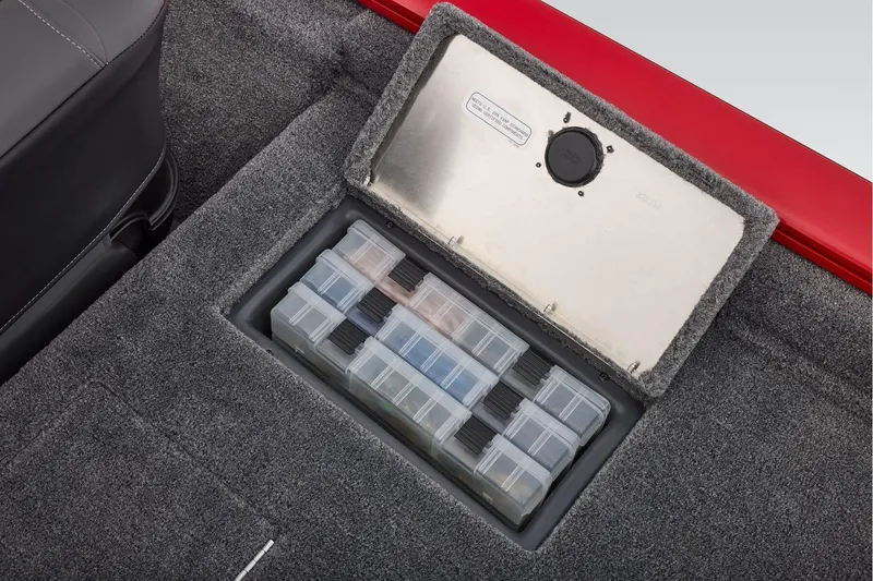 Slide: The Image of Manufacturer Provided Image: Storage compartment with tackle boxes in 2026 Tracker Pro Team 175 Crappie Edition boat. - 62