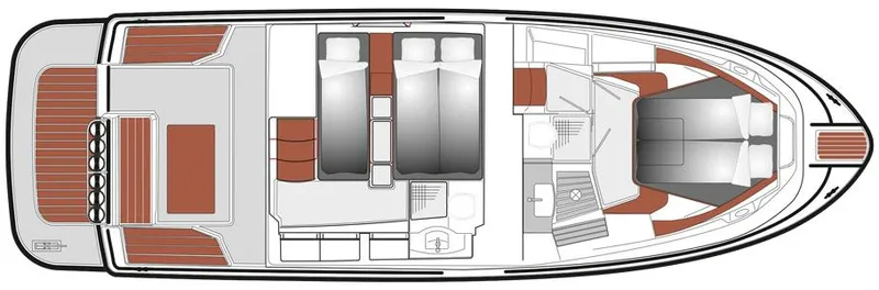 Slide: The Image of Floor plan of a 2015 Sargo 36 Flybridge boat, showing interior layout and design. - 30
