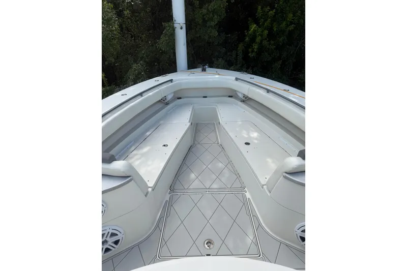 Slide: The Image of 2017 HCB 53 Suenos boat deck with spacious seating and sleek design. - 12