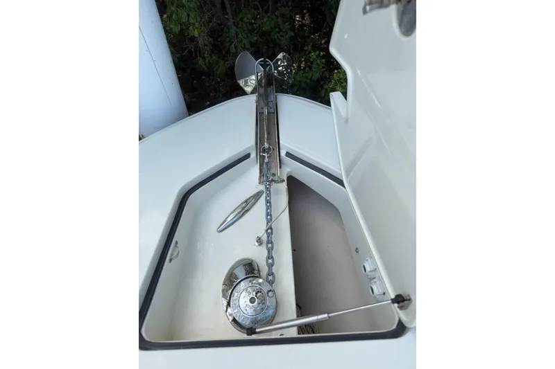 Slide: The Image of Anchor compartment of 2017 HCB 53 Suenos boat, featuring chain and winch system. - 30
