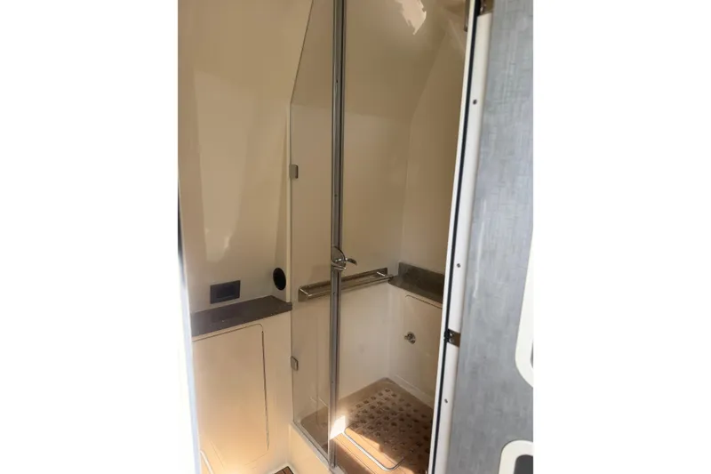 Slide: The Image of Interior of 2017 HCB 53 Suenos yacht bathroom with modern shower and sleek design. - 47