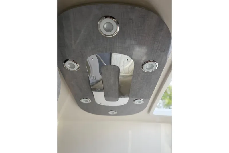 Slide: The Image of Ceiling detail of 2017 HCB 53 Suenos boat with modern lighting fixtures. - 49
