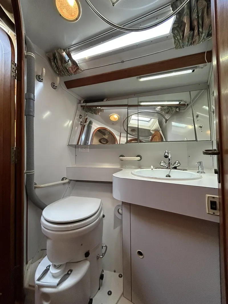 Slide: The Image of Interior view of a 1987 Wauquiez Centurion yacht bathroom. - 40