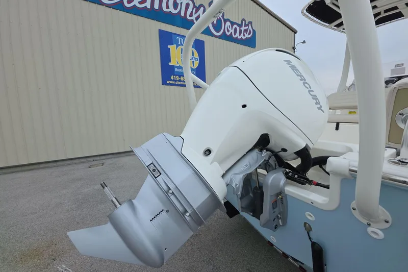 Slide: The Image of 2026 Boston Whaler 190 Montauk with Mercury outboard motor at Clemons Boats dealership. - 6