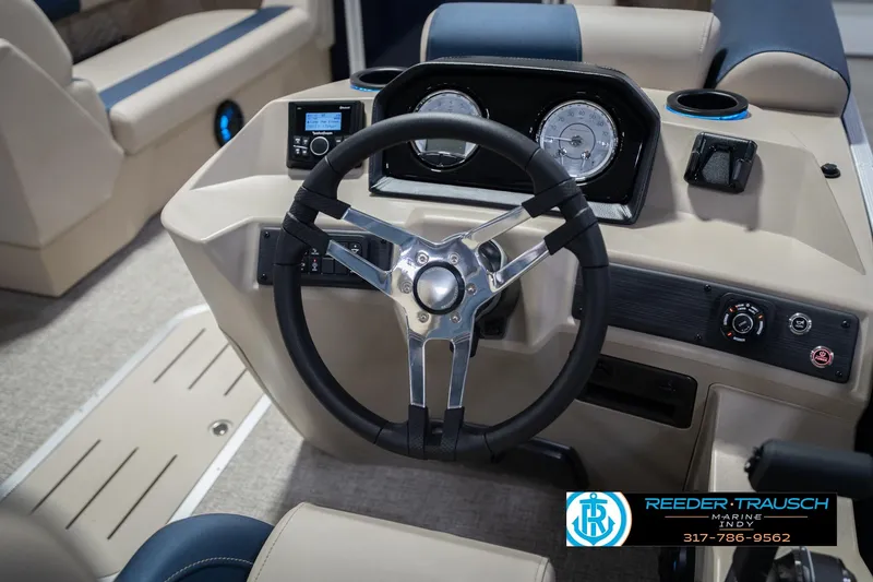 Slide: The Image of Steering console of 2026 Bennington 21 SLJ boat with modern controls and gauges. - 27