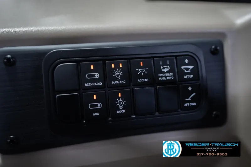 Slide: The Image of Control panel of 2026 Bennington 21 SLJ boat with various function buttons. - 30