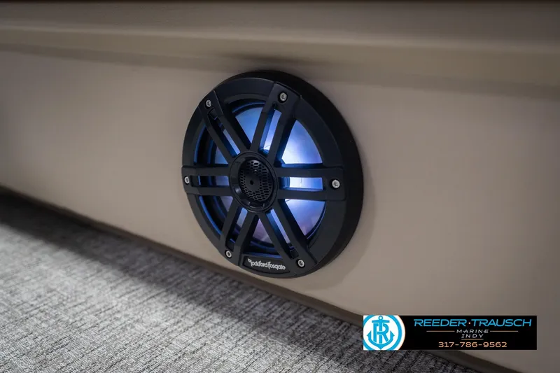 Slide: The Image of 2026 Bennington 21 SLJ boat speaker with blue LED lighting. - 41