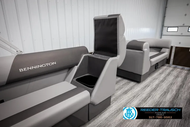 Slide: The Image of Interior of the 2025 Bennington 21 SL pontoon boat. - 21