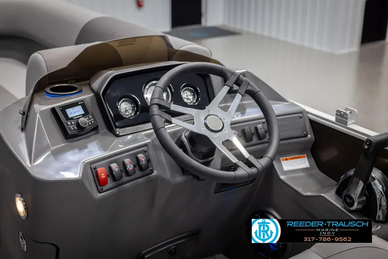 Slide: The Image of Interior view of Bennington 21 SL 2025 helm console. - 27