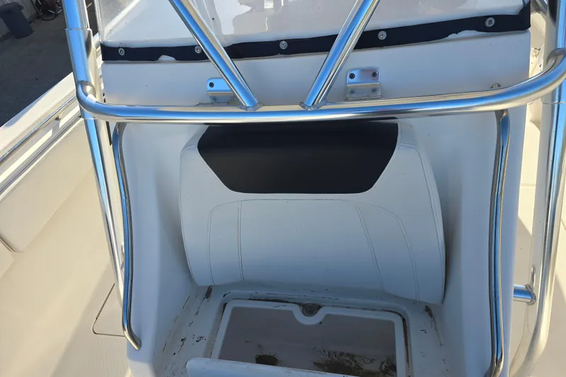 Slide: The Image of 2012 Fountain 38 CC Tournament Edition boat interior with stainless steel frame and seating. - 28