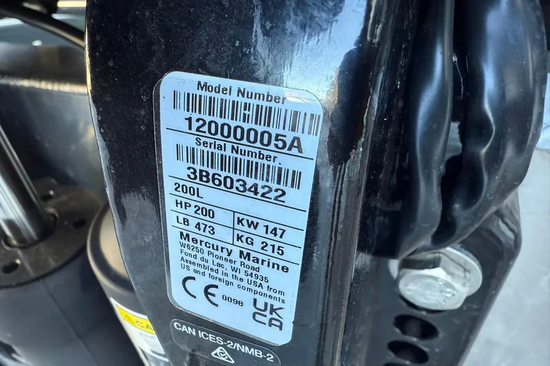 Slide: The Image of Label on a 2026 Harris Sunliner 230, displaying model and serial numbers. - 36