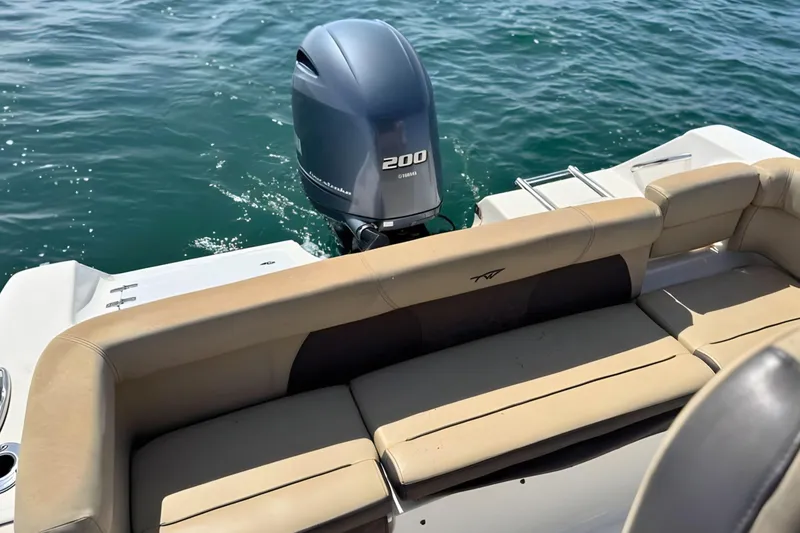 Slide: The Image of 2019 Tidewater 220 LXF boat with Yamaha 200 engine on calm water. - 17