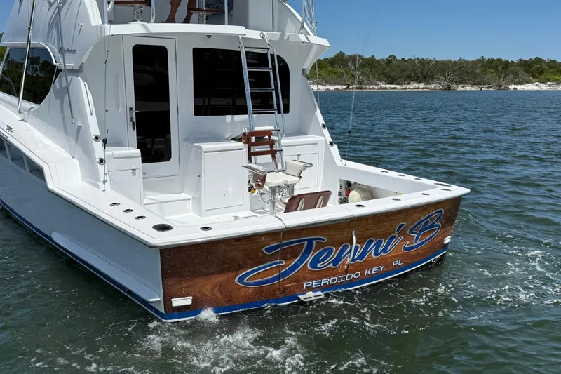 Slide: The Image of 2006 Hatteras 50 Convertible yacht on water, named "Jenni B" from Perdido Key, FL. - 5