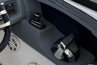 Slide: The Image of 2018 Cobalt 30SC boat controls and steering wheel close-up. - 21