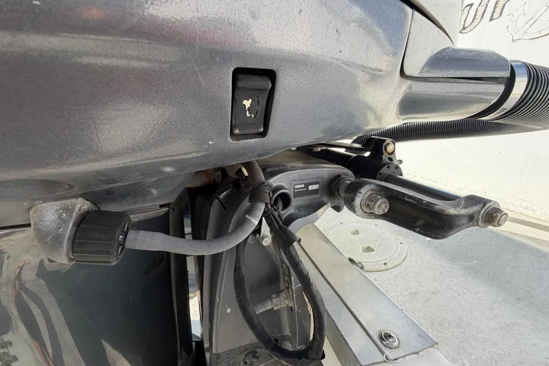 Slide: The Image of Close-up of a 2000 Century 3200 Walk-Around boat engine components. - 29