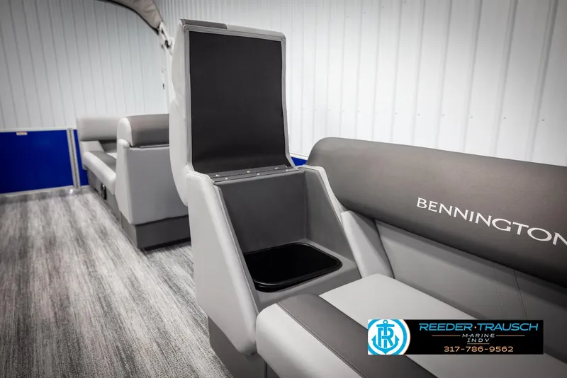 Slide: The Image of Interior of 2025 Bennington 21 SSR with storage compartment. - 22