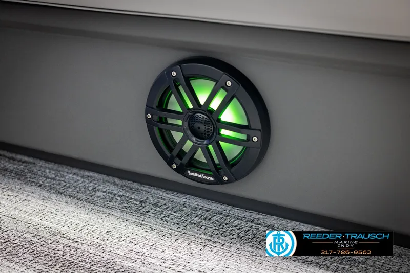 Slide: The Image of 2025 Bennington 21 SSR boat speaker with green LED light. - 38