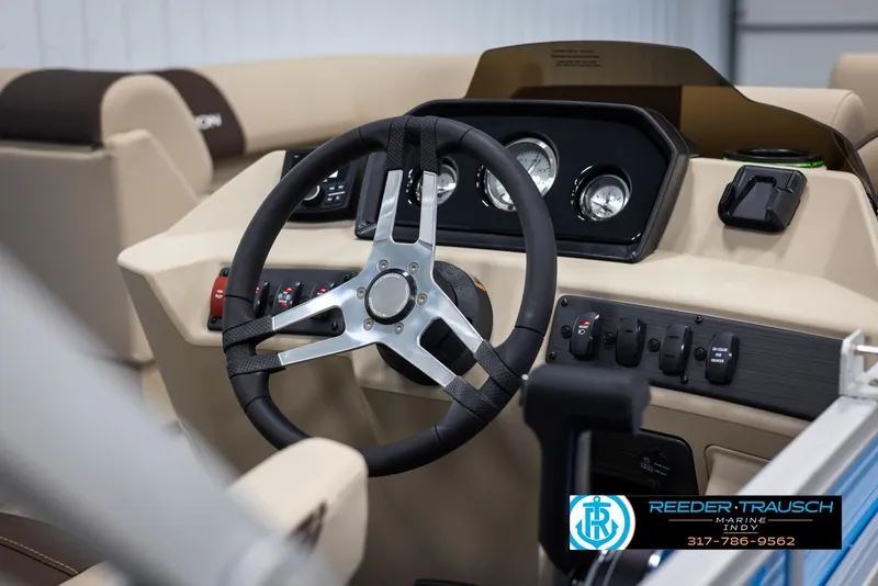 Slide: The Image of Interior view of Bennington 20 SL 2025 boat cockpit. - 24