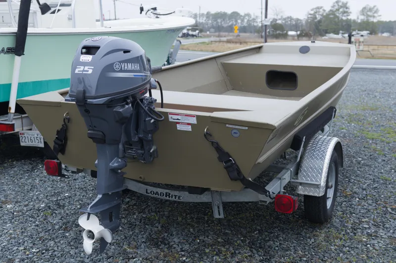 Slide: The Image of 2025 G3 Gator Tough 1652 VBW boat with Yamaha 25 engine on trailer. - 3