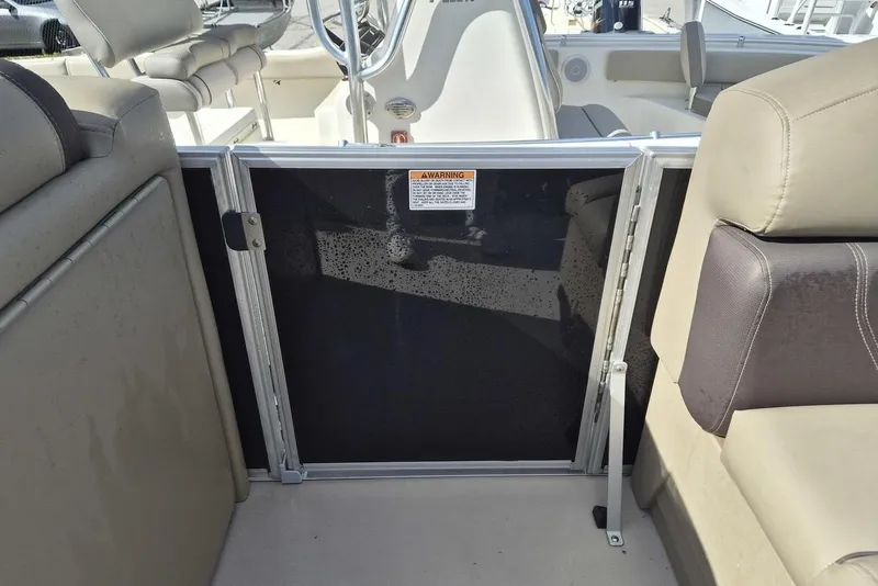 Slide: The Image of Interior view of 2022 Sylvan Mirage Fish 820 Party Fish boat seating area. - 11