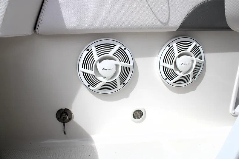 Slide: The Image of 2007 Renegade 29CC boat interior with Pioneer speakers and control panel. - 19