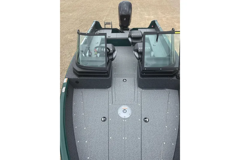 Slide: The Image of 2026 Lund 1700 Explorer Sport boat interior with dual consoles and seating. - 7