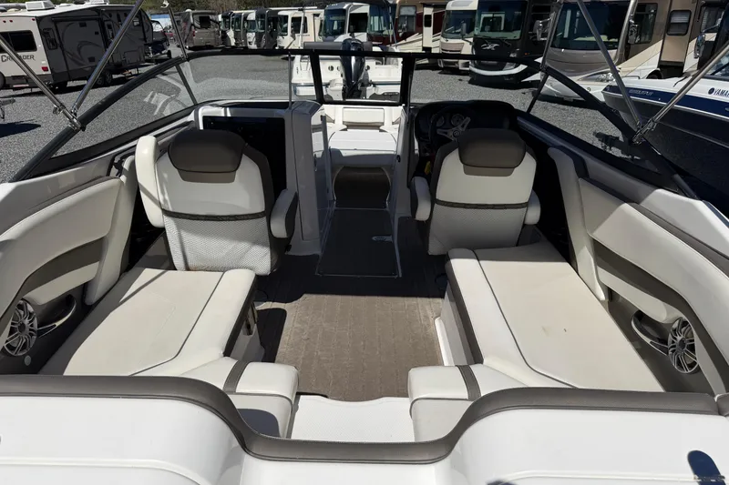 Slide: The Image of Interior view of 2016 Yamaha Boats 242 Limited S, featuring spacious seating and modern design. - 5