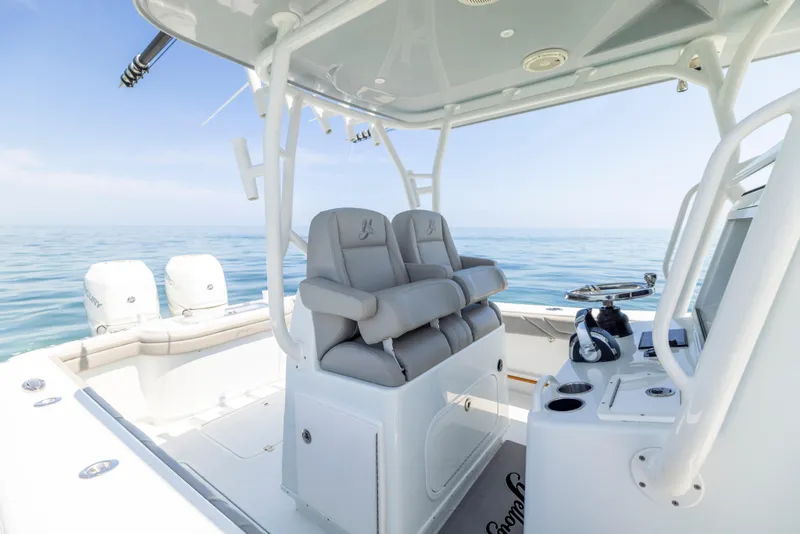 Slide: The Image of Interior of a 2018 Yellowfin 32 Offshore boat on open sea. - 31