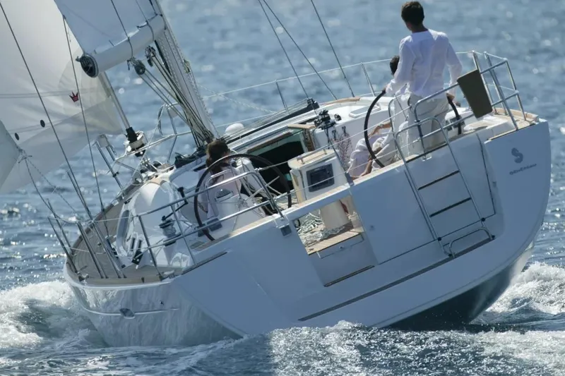 Slide: The Image of Sailing on a 2007 Beneteau Oceanis 46 yacht in open waters. - 2